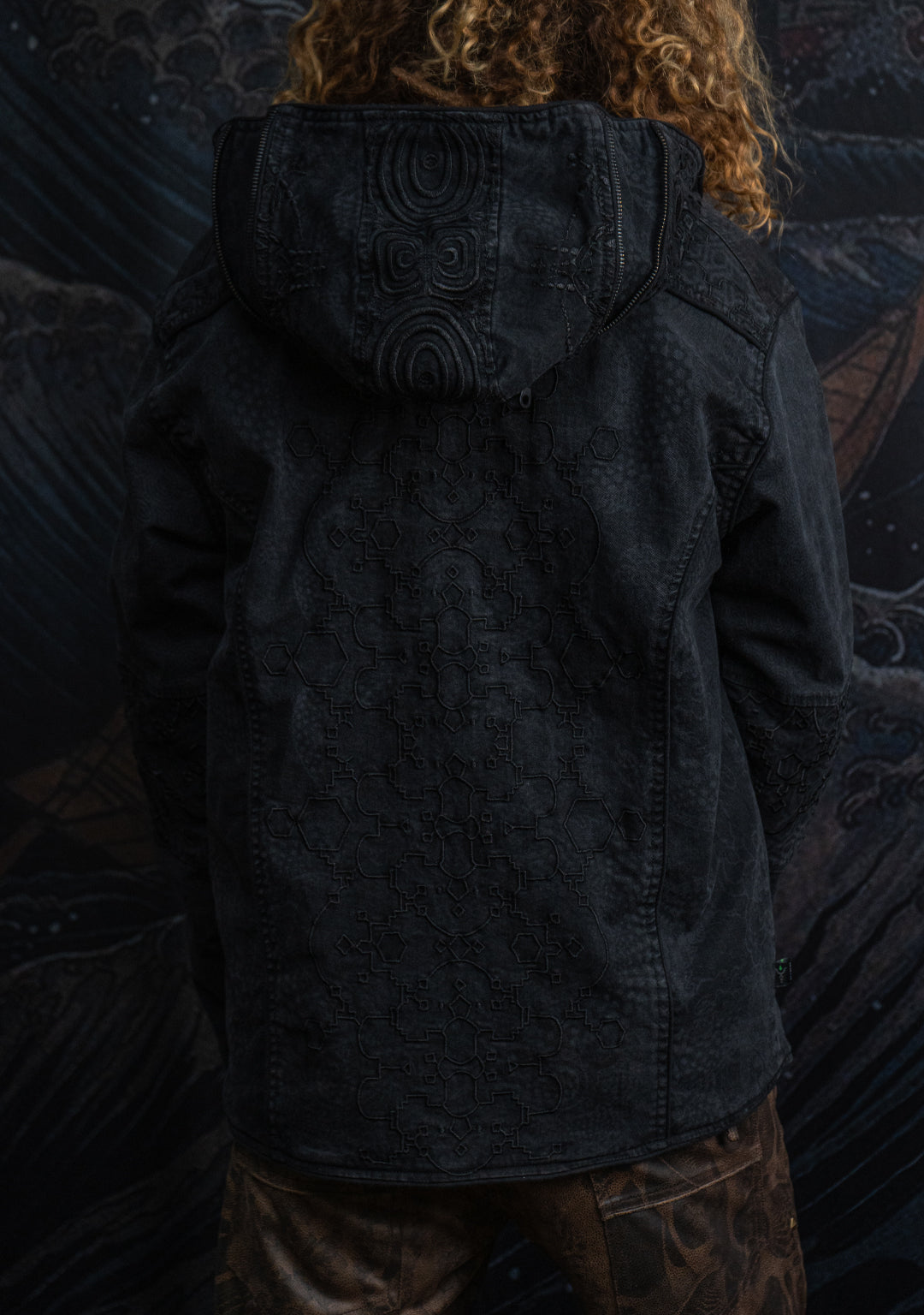Jacket Men / Denim Stretchy Laser Print Digital Embroidery Stonewashed - DRAGONS IKARO